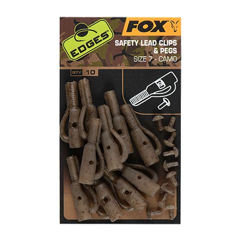 Safety Lead Clips Fox Camo con Pasador