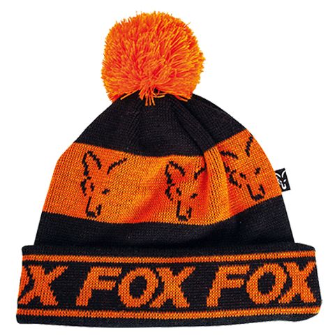 Gorro Fox de Lana Negro y Naranja Bobble Hat 