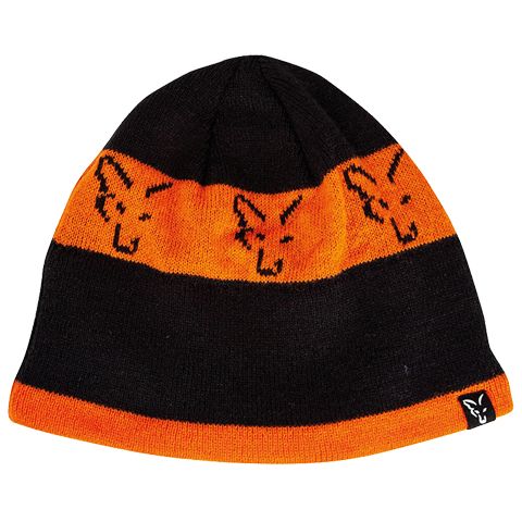 Gorro Fox de Lana Negro y Naranja