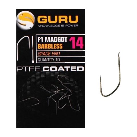 Anzuelos Guru F1 Maggot Barbless Spade End nº16